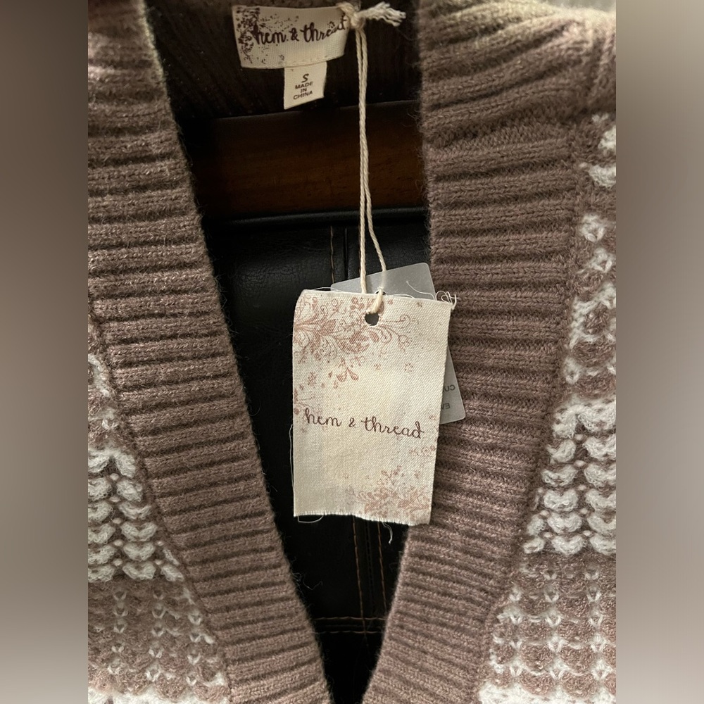 Hem & Thread Textured Button Sweater Vest - Picture 3 of 5